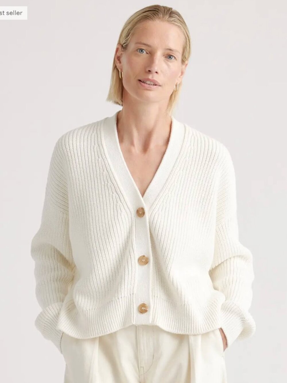 100% Organic Cotton Fisherman Boxy Cropped Cardigan